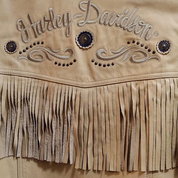 Harley Davidson leather fringed jacket women's XL - Picture 6 of 13